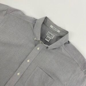 LL Bean Oxford Shirt Mens 17.5 Tall Gray Wrinkle Free Traditional Fit Business